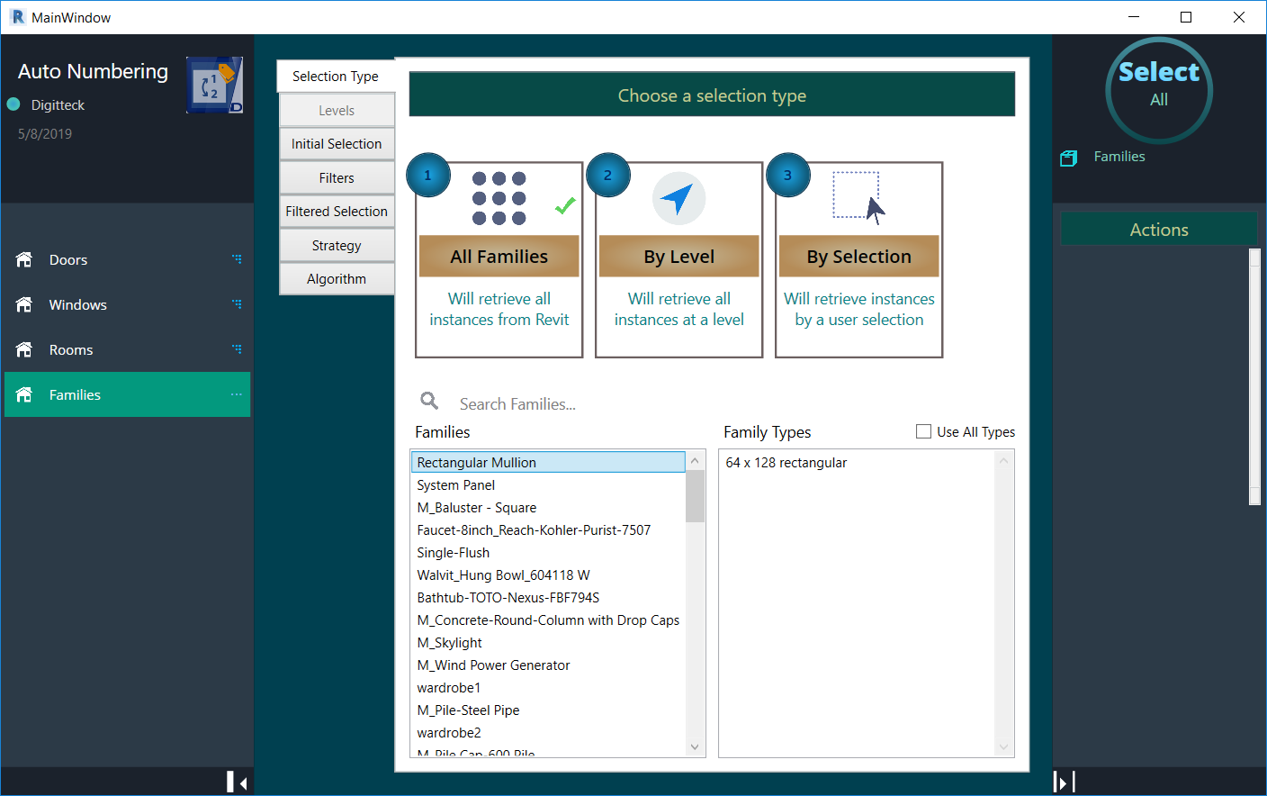 Selection type panel