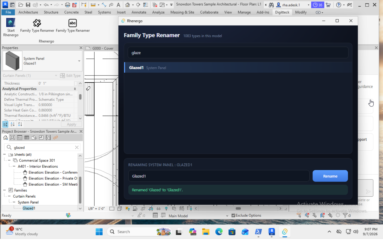 The deployed Code App acting on the Revit model